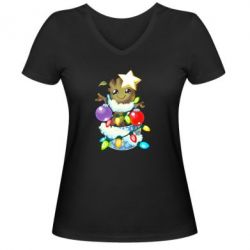 Женская футболка с V-образным вырезом Groot in the garland - PrintSalon