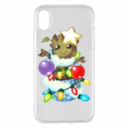 Чехол для iPhone X/Xs Groot in the garland - PrintSalon
