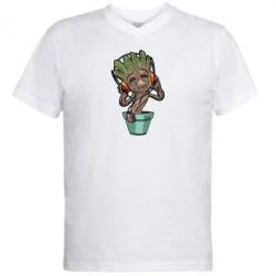 Мужская футболка  с V-образным вырезом Groot - PrintSalon