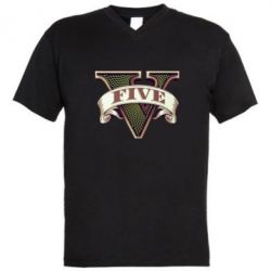 Мужская футболка  с V-образным вырезом GTA 5 3D Logo - PrintSalon