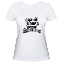 Женская футболка с V-образным вырезом GTA San Andreas - PrintSalon