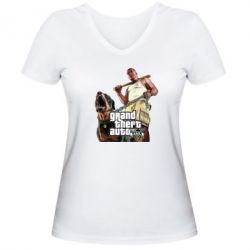 Жіноча футболка з V-подібним вирізом GTA V Logo - PrintSalon
