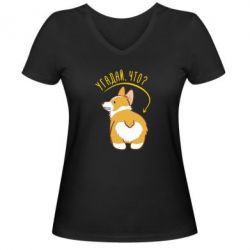 Женская футболка с V-образным вырезом GUESS WHAT? - PrintSalon