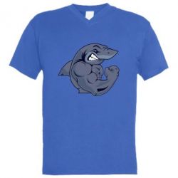 Мужская футболка  с V-образным вырезом Gym Shark - PrintSalon