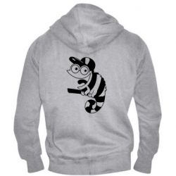 Мужское худи на молнии Хамелеон на ветке - PrintSalon