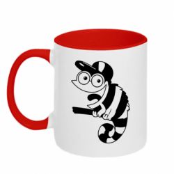 Чашка двухцветная 320ml Хамелеон на ветке - PrintSalon