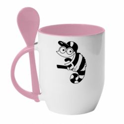 Чашка с ложкой Хамелеон на ветке - PrintSalon