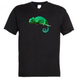 Мужская футболка  с V-образным вырезом Хамелеон - PrintSalon