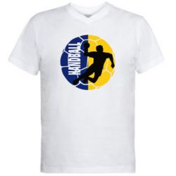 Мужская футболка  с V-образным вырезом Handball Logo - PrintSalon