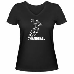 Женская футболка с V-образным вырезом Handball - PrintSalon