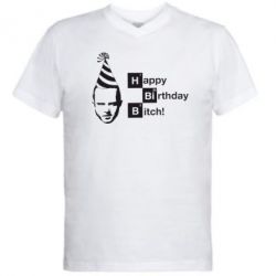 Мужская футболка  с V-образным вырезом Happy Birthdey Bitch Во все тяжкие - PrintSalon