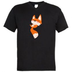 Мужская футболка  с V-образным вырезом Happy fox - PrintSalon