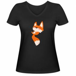 Женская футболка с V-образным вырезом Happy fox - PrintSalon