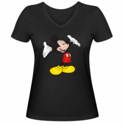 Жіноча футболка з V-подібним вирізом Happy Mickey Mouse - PrintSalon