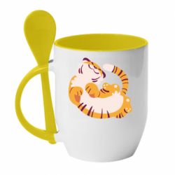 Чашка с ложкой Happy tiger - PrintSalon