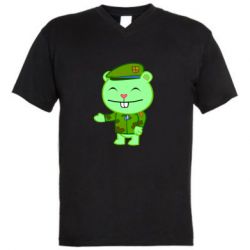 Мужская футболка  с V-образным вырезом happy tree friends flippy
