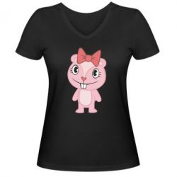 Жіноча футболка з V-подібним вирізом happy tree friends хихикає - PrintSalon