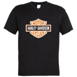 Мужская футболка  с V-образным вырезом Harley-Davidson logo - PrintSalon
