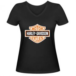 Женская футболка с V-образным вырезом Harley-Davidson logo - PrintSalon