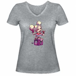 Женская футболка с V-образным вырезом Harley Quinn1 - PrintSalon