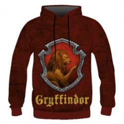 Мужское 3D худи Harry Potter gryffindor - PrintSalon