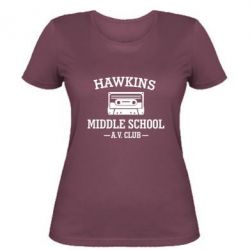 Женская футболка Hawkins middle school - PrintSalon