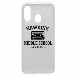 Чехол для Samsung A40 Hawkins middle school - PrintSalon