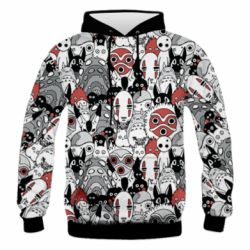 Чоловіче 3D худі Hayao Miyazaki Characters - PrintSalon