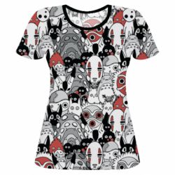 Жіноча 3D футболка Hayao Miyazaki Characters - PrintSalon