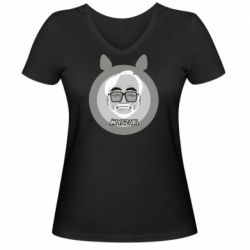 Женская футболка с V-образным вырезом Hayao miyazaki smile - PrintSalon