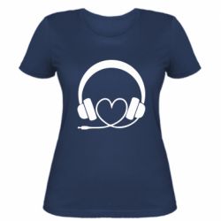 Женская футболка Headphones and heart - PrintSalon