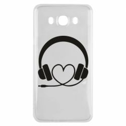 Чехол для Samsung J7 2016 Headphones and heart - PrintSalon