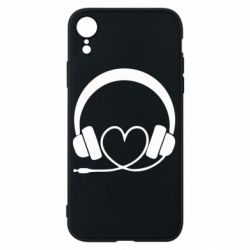 Чехол для iPhone XR Headphones and heart - PrintSalon