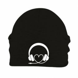 Шапка флисовая Headphones and heart - PrintSalon