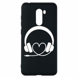 Чехол для Xiaomi Pocophone F1 Headphones and heart - PrintSalon