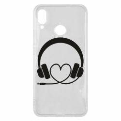 Чехол для Huawei P Smart Plus 2018 Headphones and heart - PrintSalon