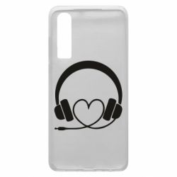 Чехол для Huawei P30 Headphones and heart - PrintSalon