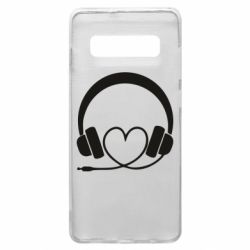 Чехол для Samsung S10+ Headphones and heart - PrintSalon