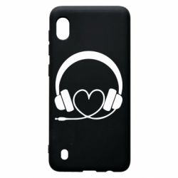 Чехол для Samsung A10 Headphones and heart - PrintSalon