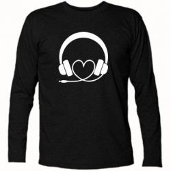 Футболка с длинным рукавом Headphones and heart - PrintSalon