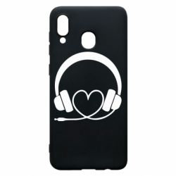 Чехол для Samsung A30 Headphones and heart - PrintSalon