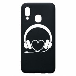 Чехол для Samsung A40 Headphones and heart - PrintSalon