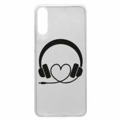 Чехол для Samsung A70 Headphones and heart - PrintSalon