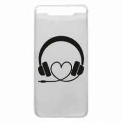 Чехол для Samsung A80 Headphones and heart - PrintSalon