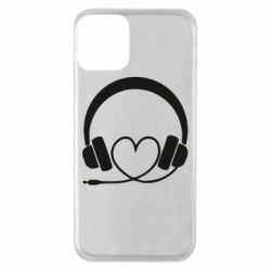 Чехол для iPhone 11 Headphones and heart - PrintSalon