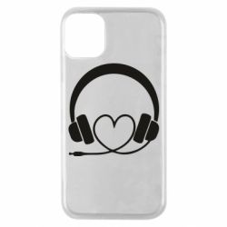 Чехол для iPhone 11 Pro Headphones and heart - PrintSalon
