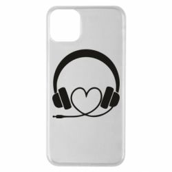 Чехол для iPhone 11 Pro Max Headphones and heart - PrintSalon