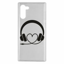 Чехол для Samsung Note 10 Headphones and heart - PrintSalon