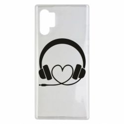 Чехол для Samsung Note 10 Plus Headphones and heart - PrintSalon