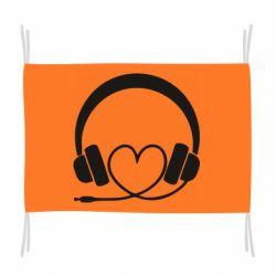 Флаг Headphones and heart - PrintSalon
